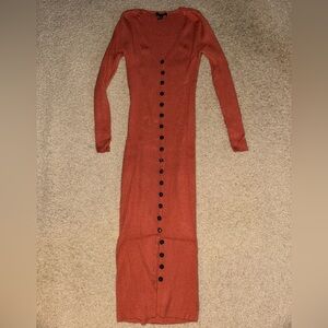 Forever 21 Rust Long Sleeve Maxi Dress